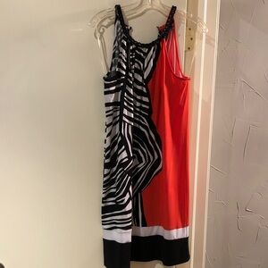 MSK orange and Black/white Print Mini Dress